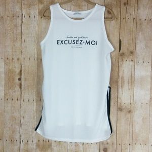 Zara Excusez-Moi Cream Colored High Low Tank Sz L